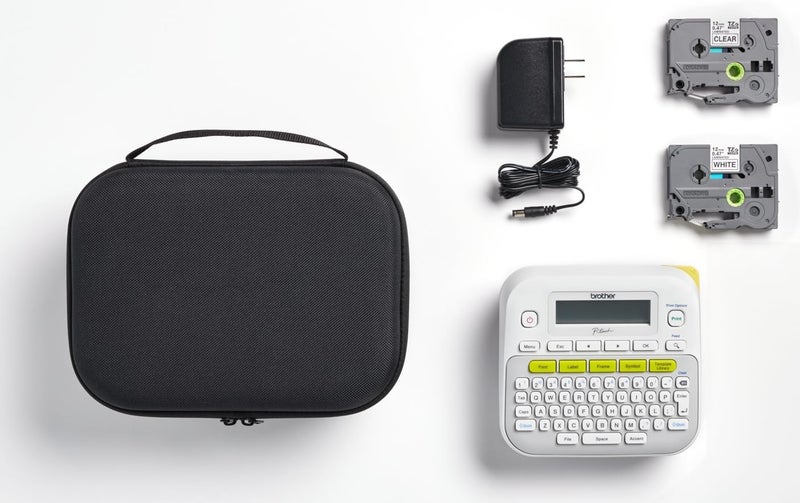 brother PT-D210SV Label Maker Bonus Bundle Comes with a Protective Carrying case, an Adapter, and Two Sample Genuine TZe Label Tapes for Added Value. - Image 2